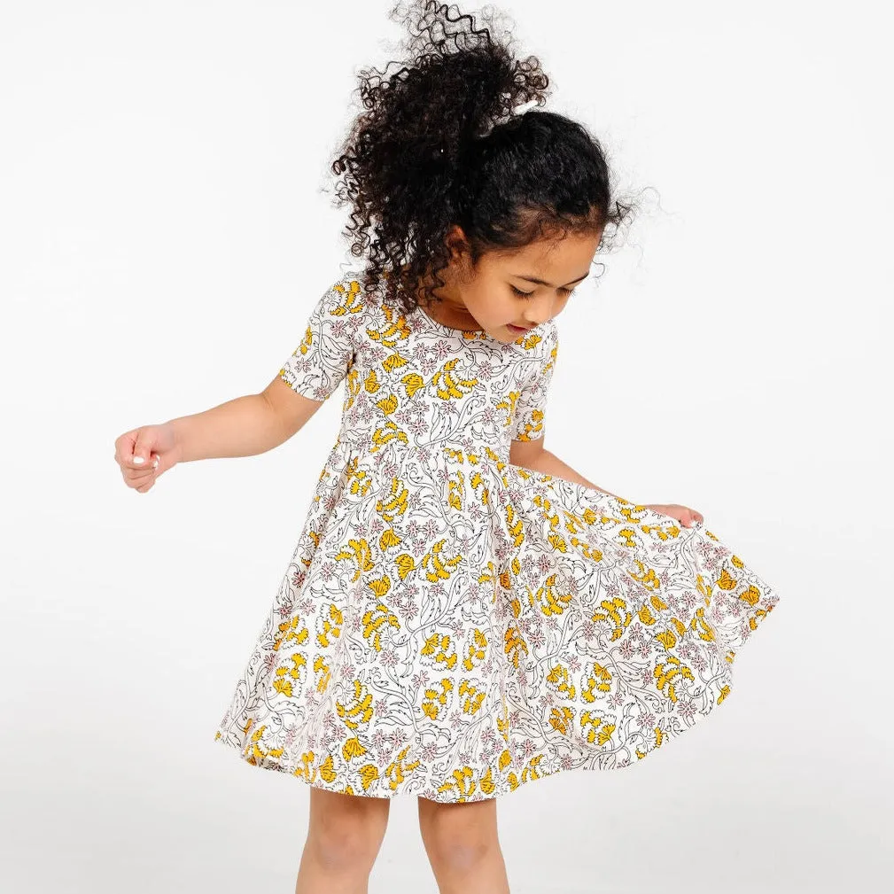 The Short Sleeve Ballet Dress in Goldenrod