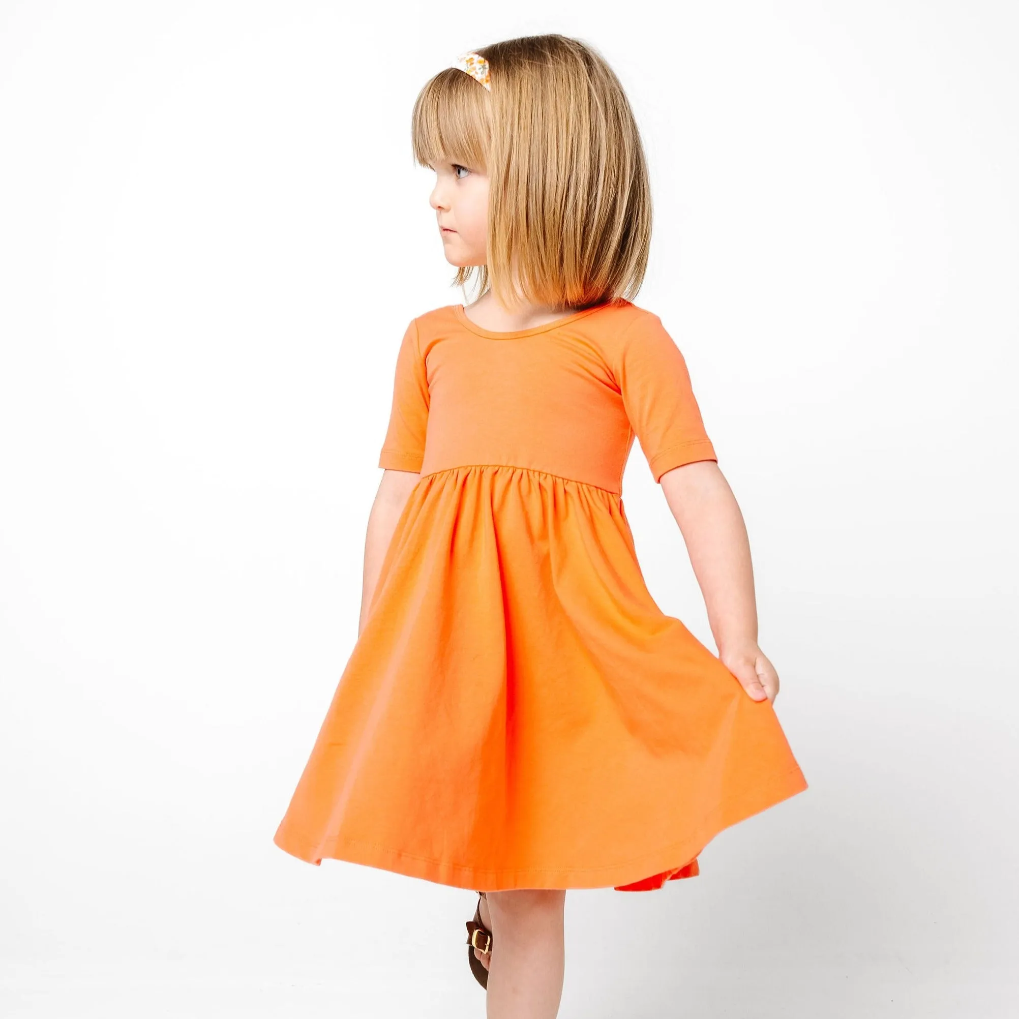 The Short Sleeve Ballet Dress in Persimmon