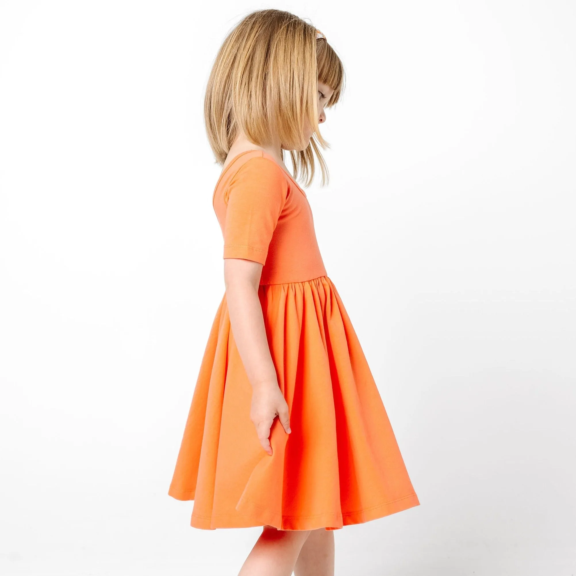 The Short Sleeve Ballet Dress in Persimmon