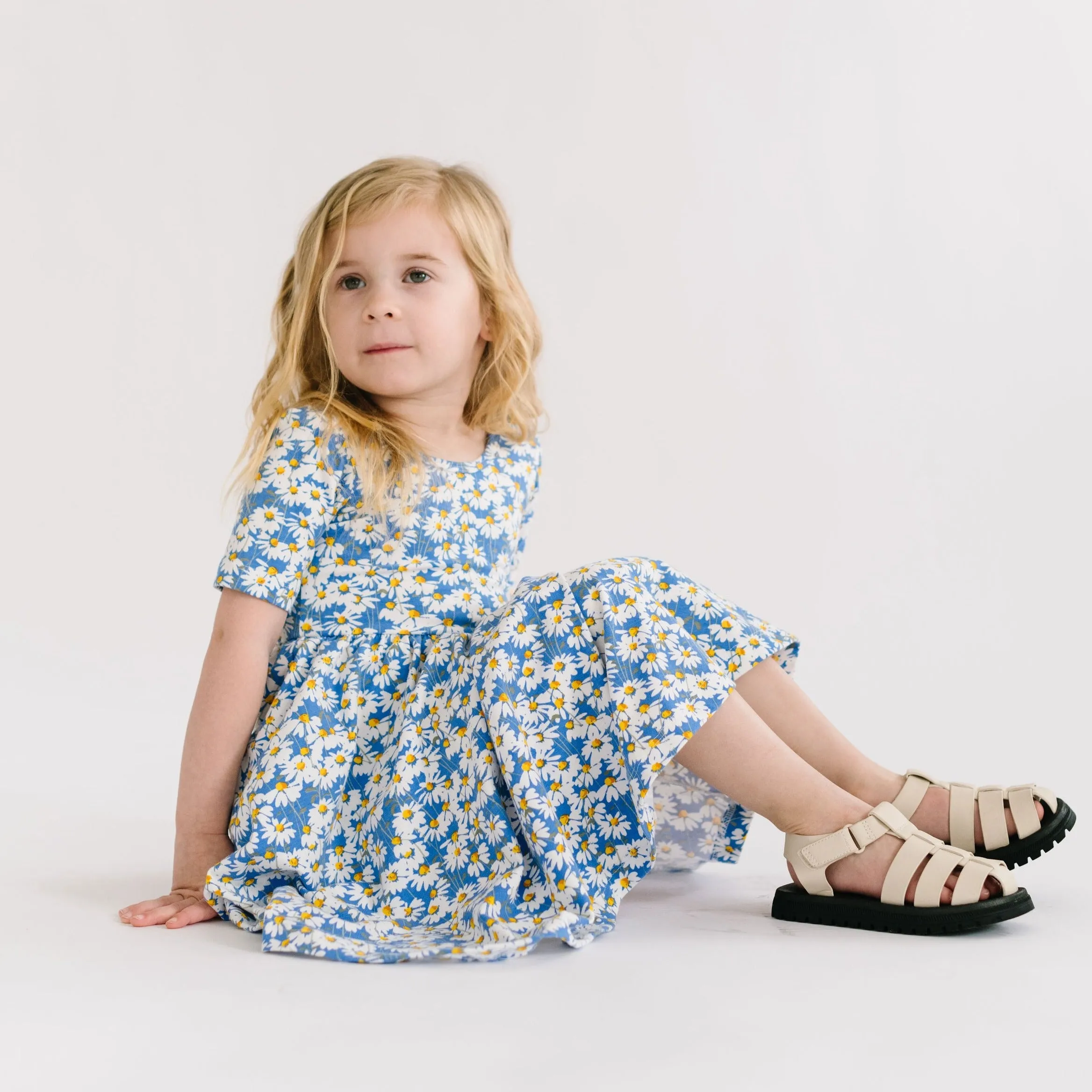 The Short Sleeve Ballet Dress in Wild Daisies