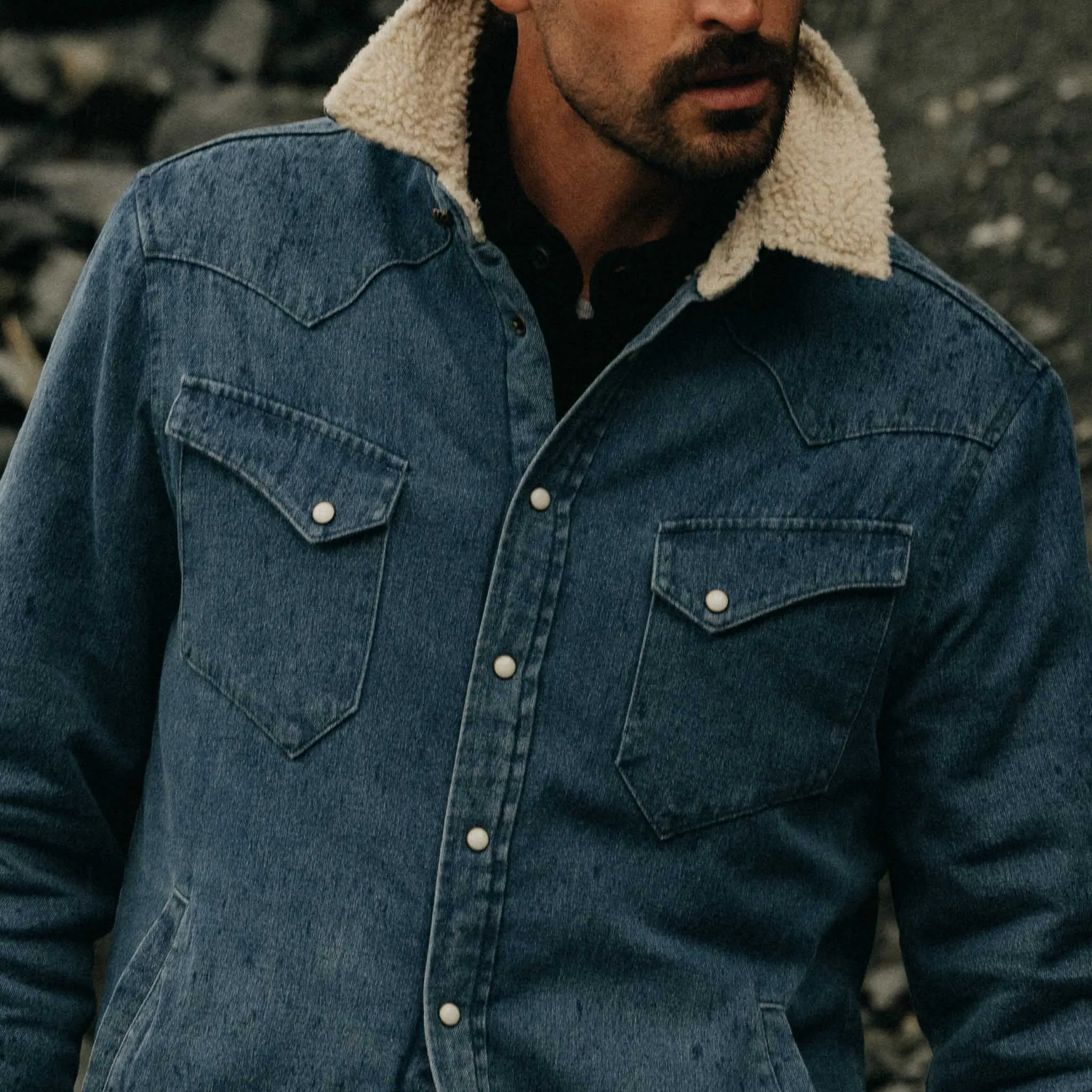 The Western Shirt Jacket in Washed Indigo