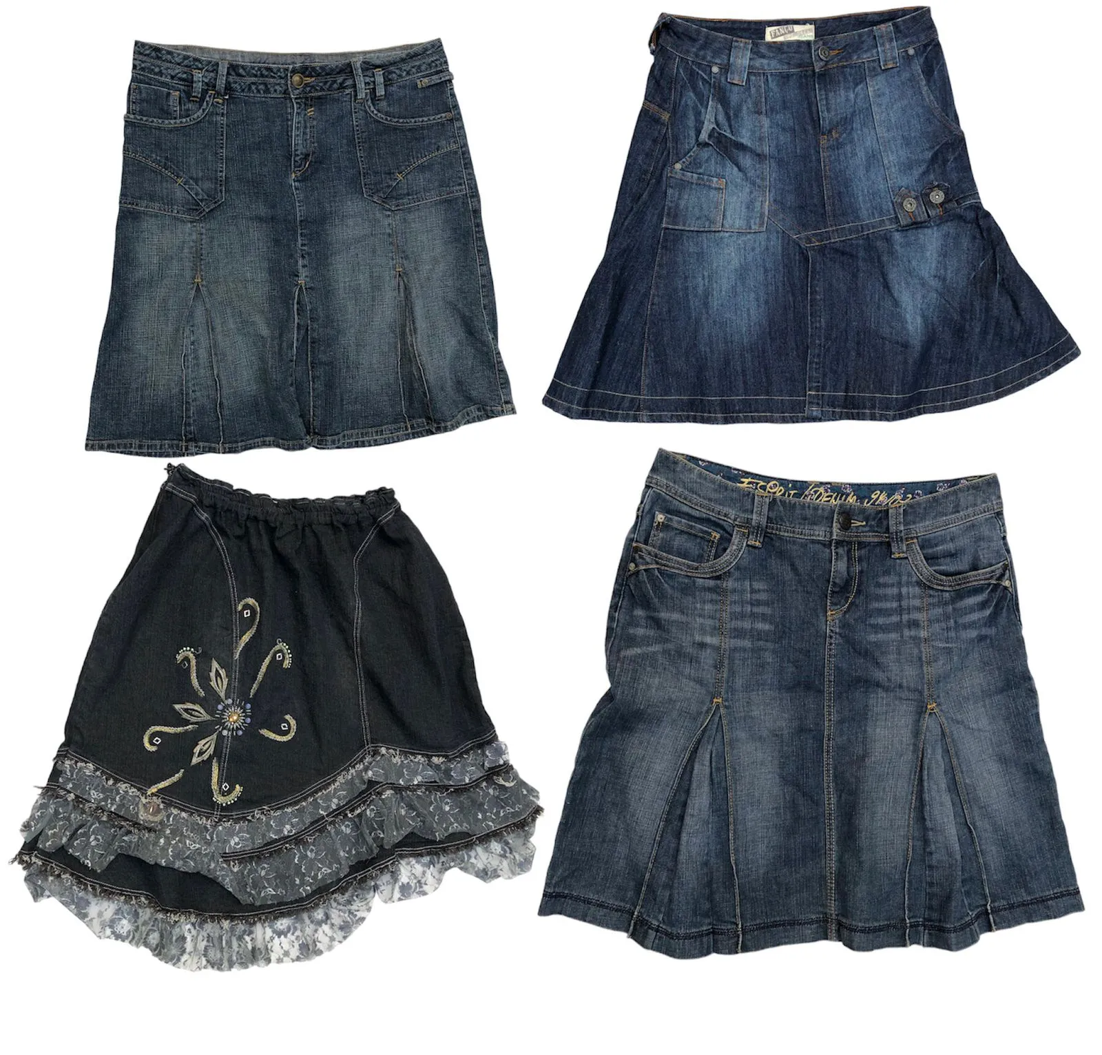 Throwback Threads: Vintage Y2K Denim Midi Skirt Collection 🌟👖✨ (S-261)