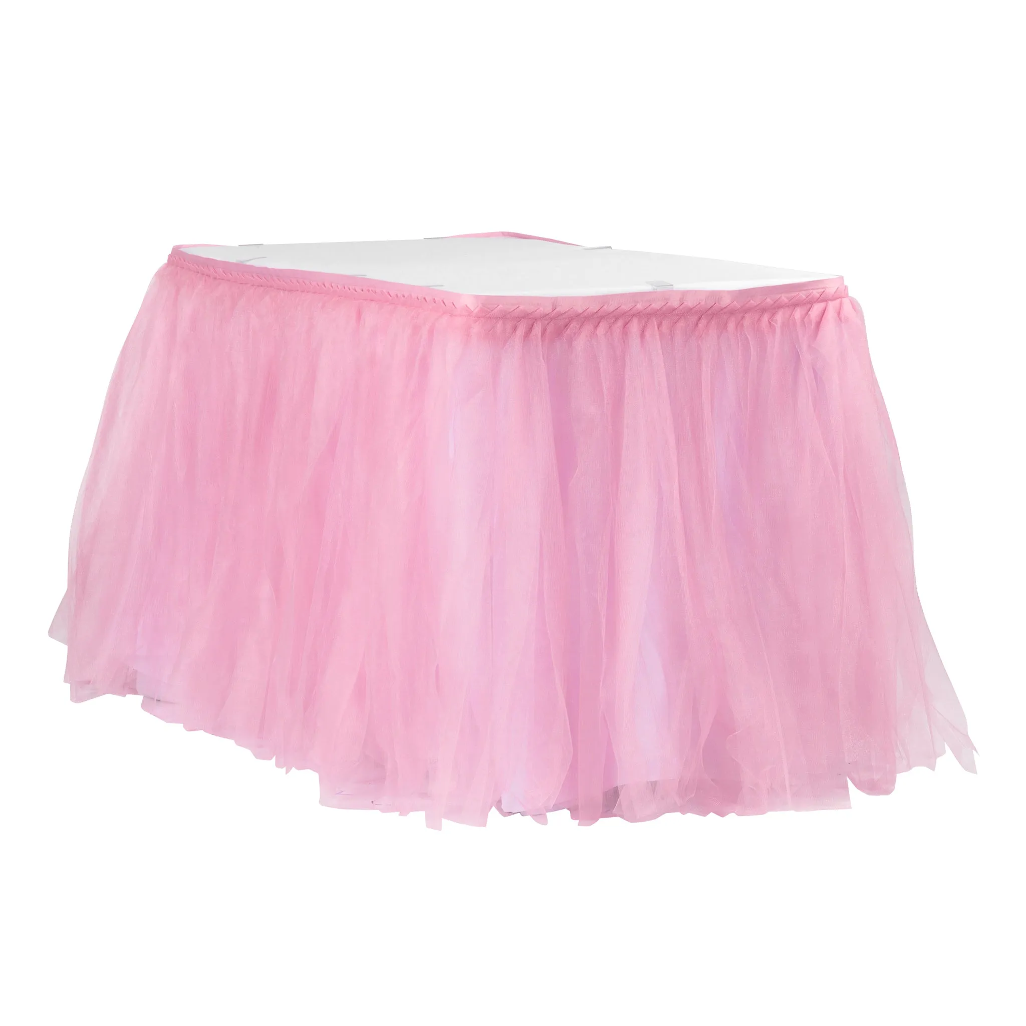 Tulle Tutu 17ft Table Skirt - Pink