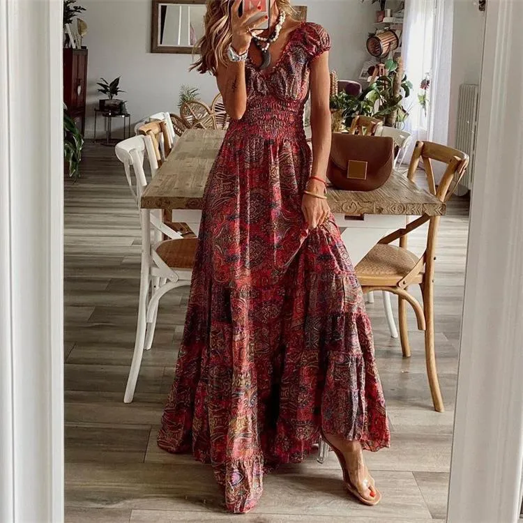 Turned Season Smocked Puff Sleeve Maxi Dress - FINAL SALE