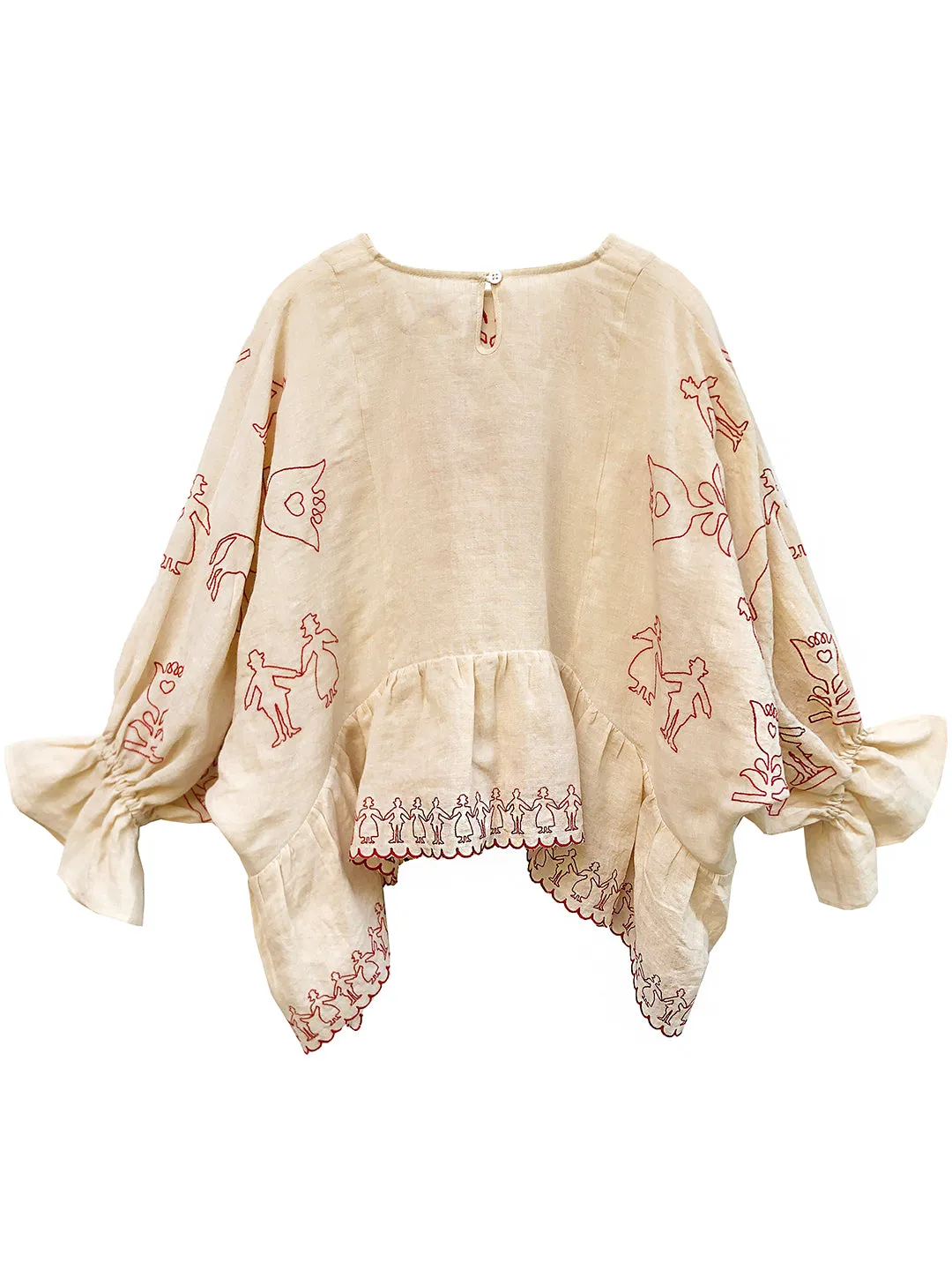 Unlogical Poem Retro Style Paper-cut Embroidery Cape Sleeve Blouse