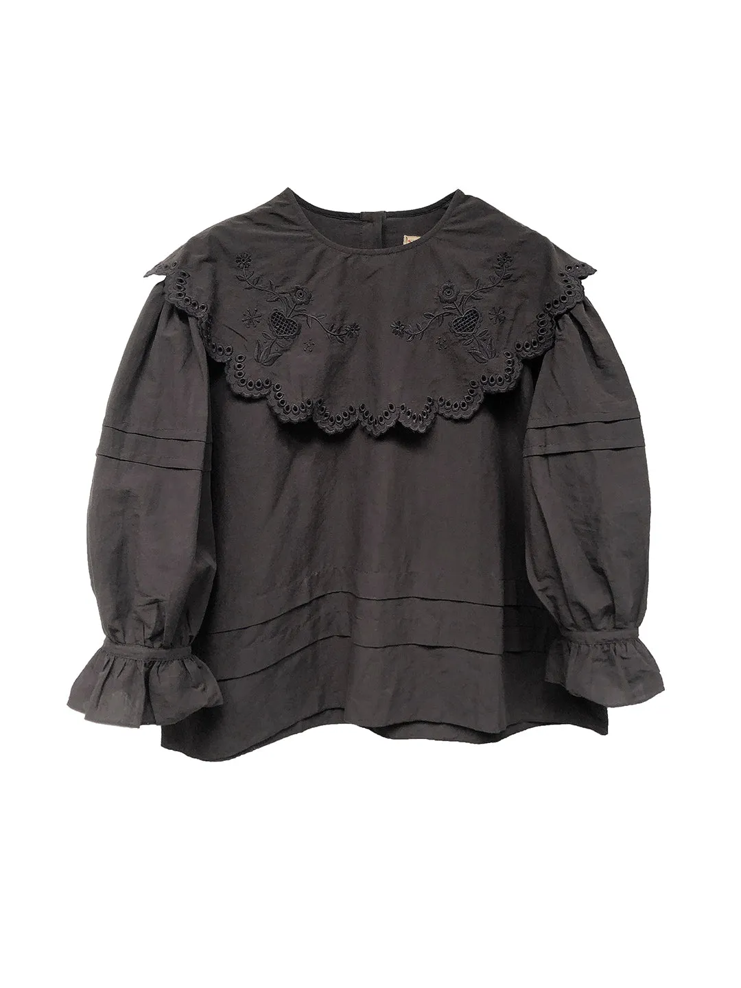 Unlogical Poem Victorian style Hollow Embroidery Black Shirt