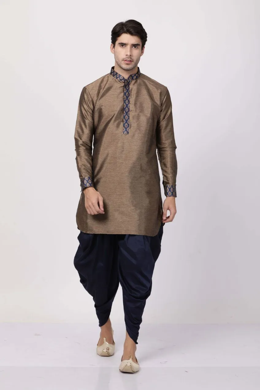 VASTRAMAY Men's Silk Blend Kurta Dhoti Set