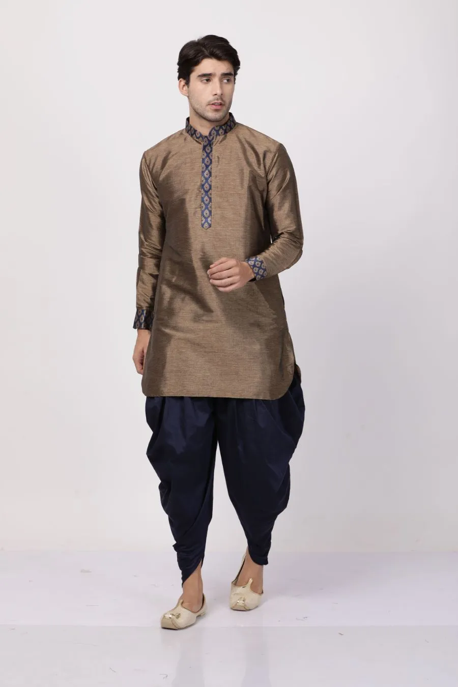 VASTRAMAY Men's Silk Blend Kurta Dhoti Set