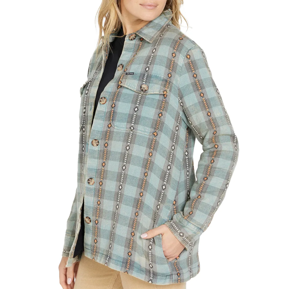 Volcom Women's Polar Boobear Flannel Shirt Jacket