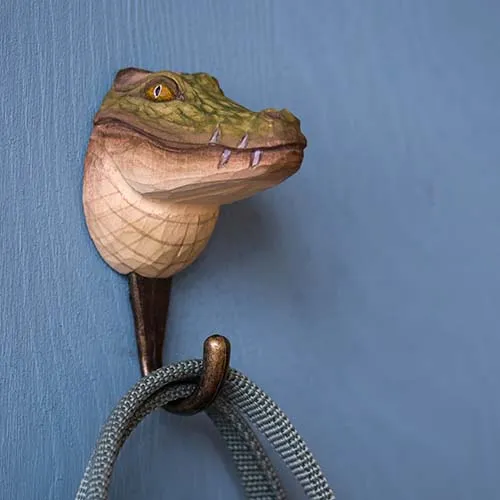 Wildlife Garden - Hand Carved Hook - Crocodile