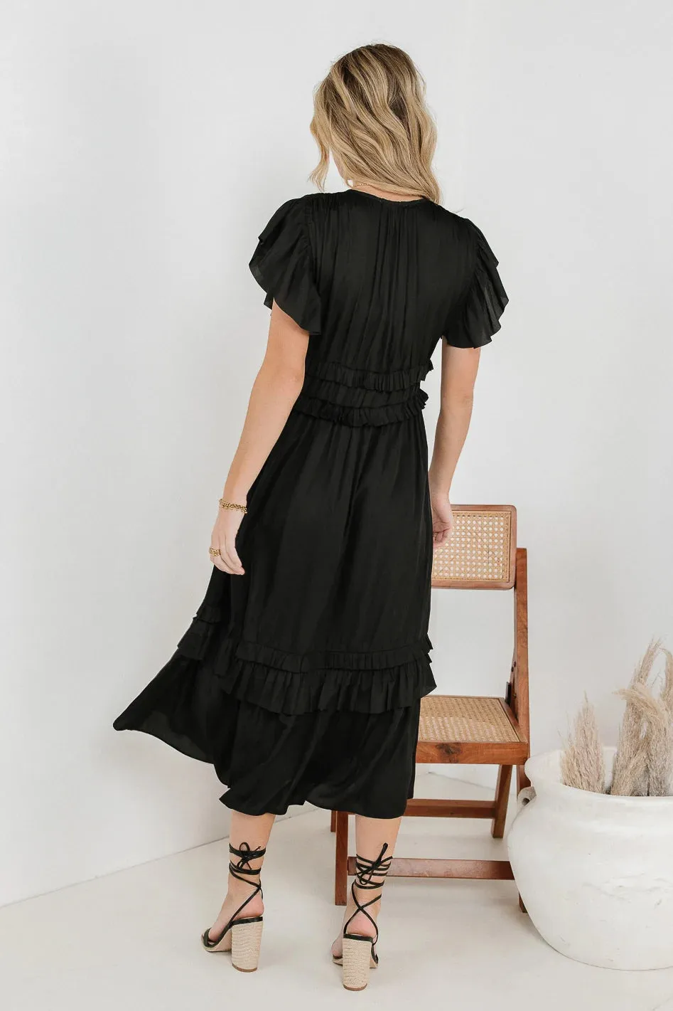 Willa Ruffle Dress in Black