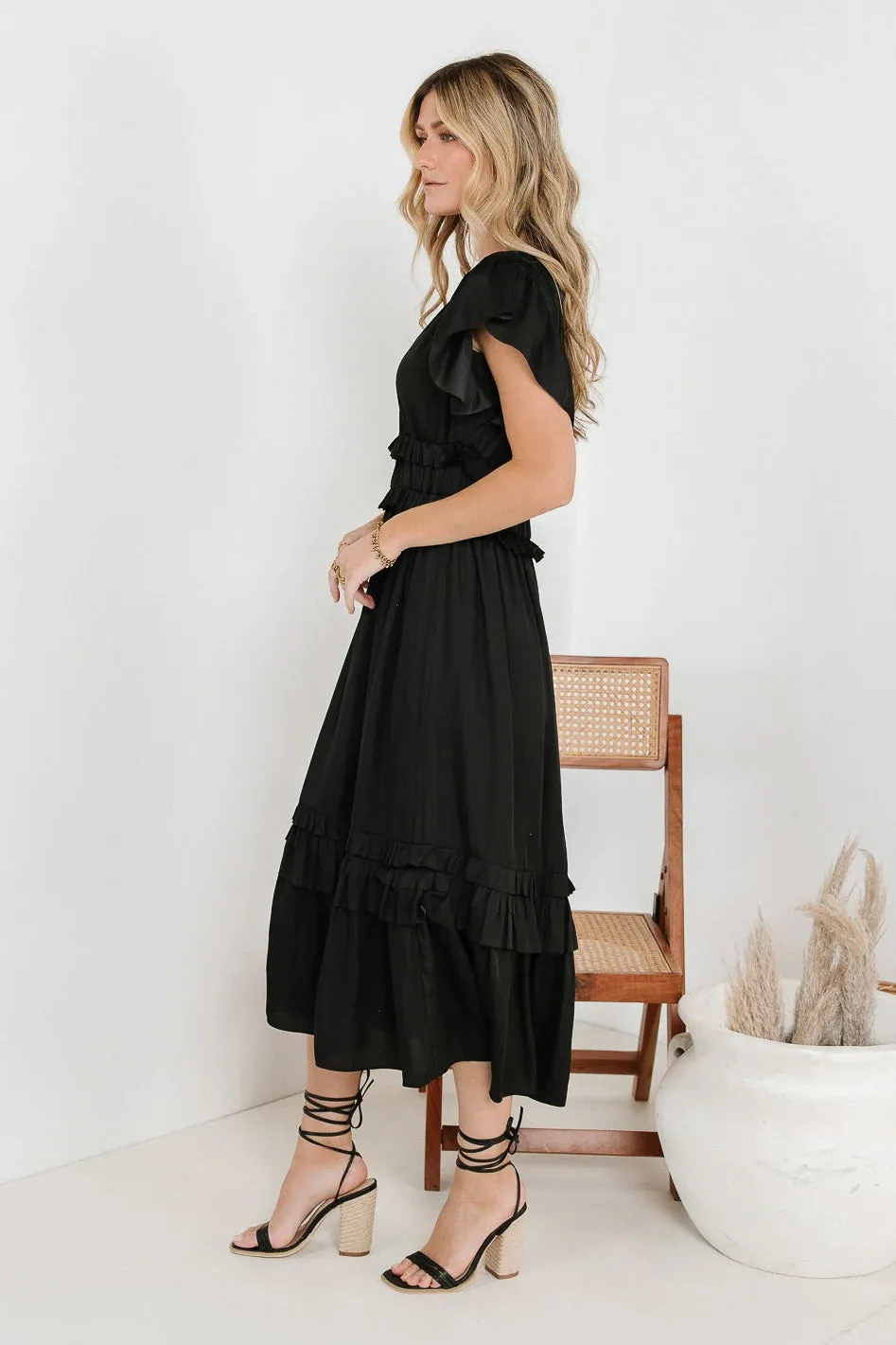 Willa Ruffle Dress in Black