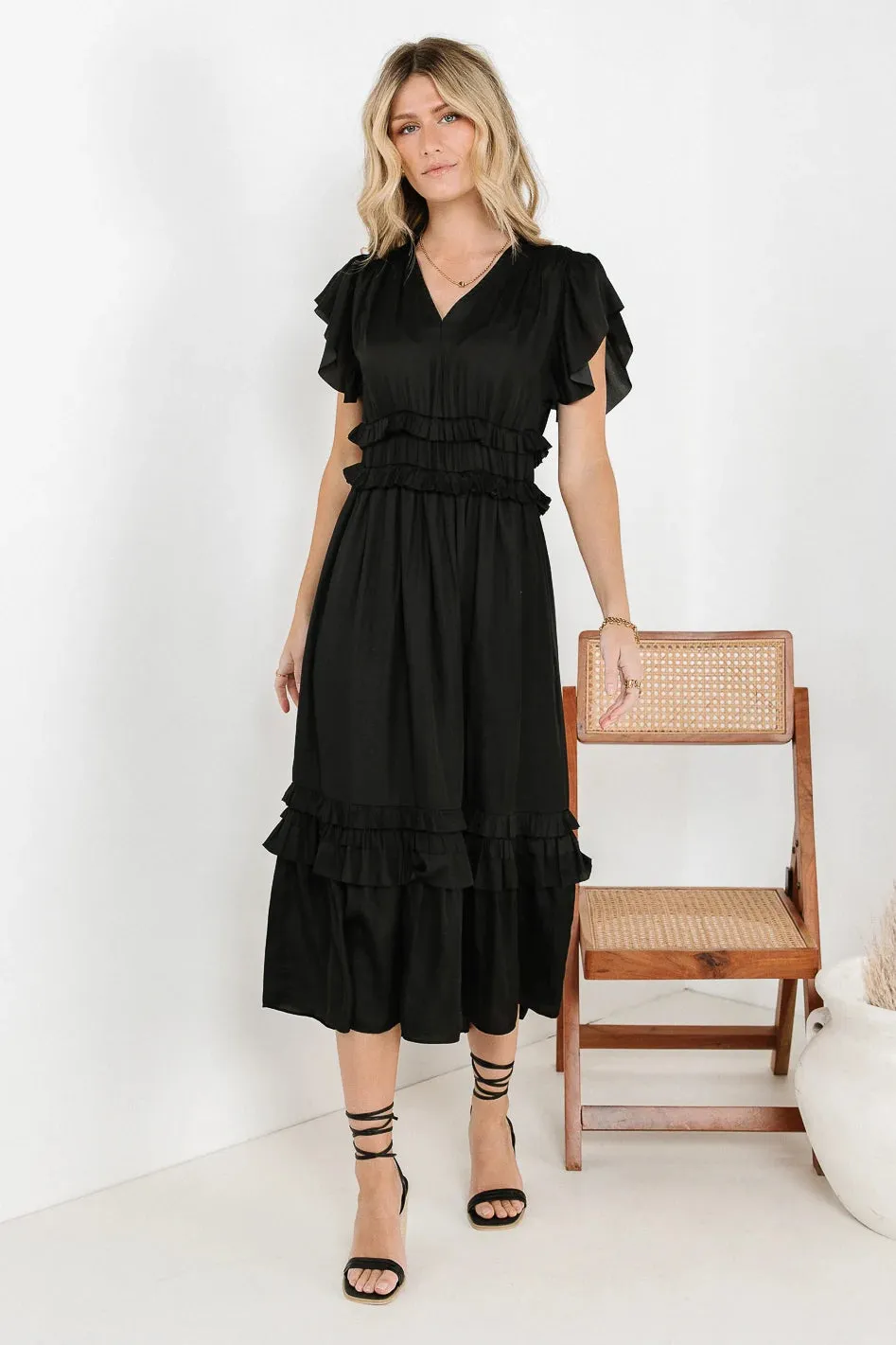 Willa Ruffle Dress in Black