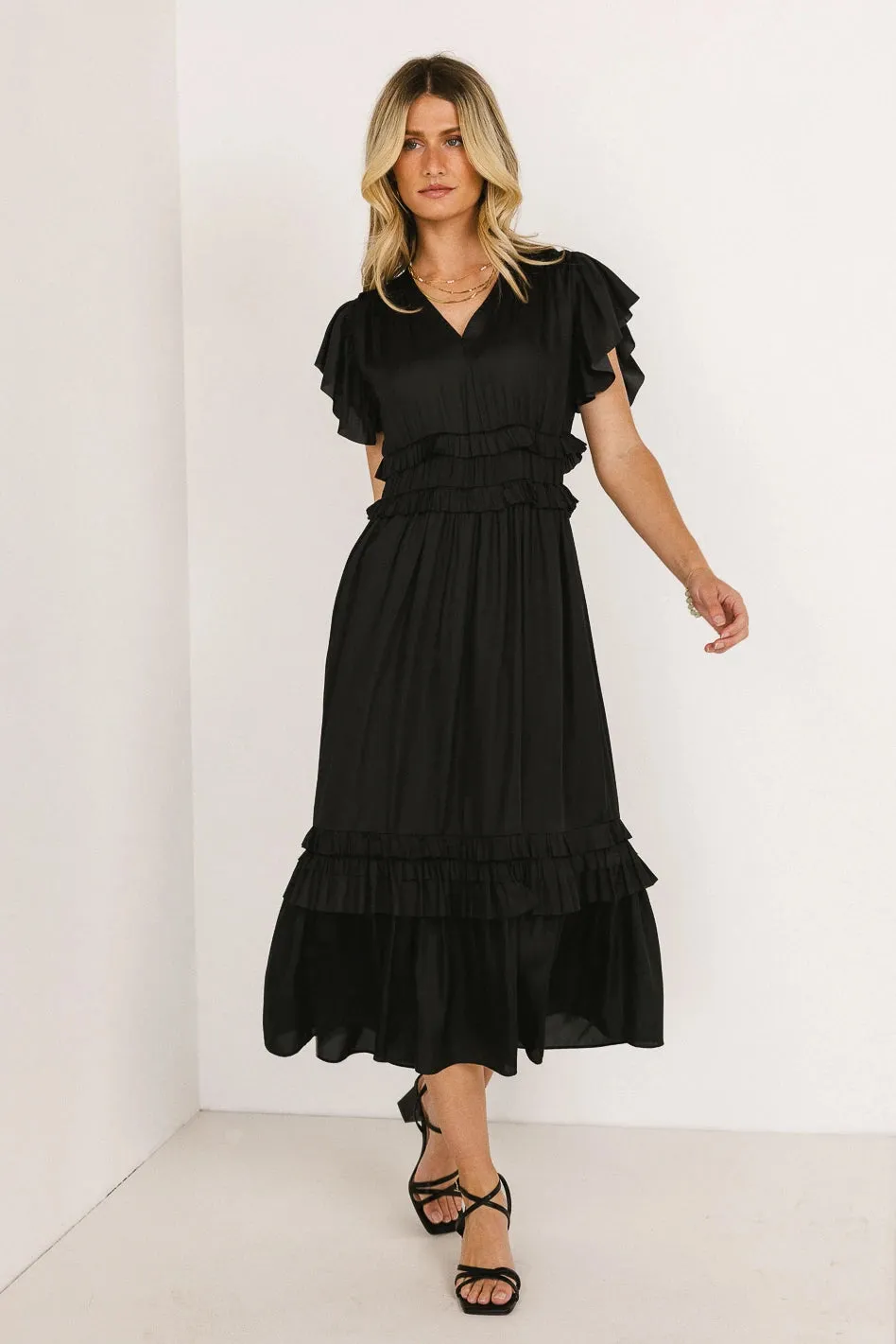 Willa Ruffle Dress in Black