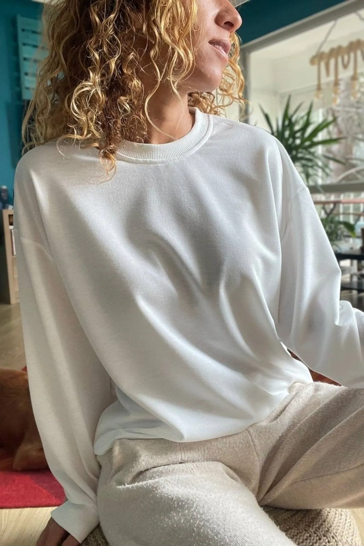 Women's Basic Relaxed Blank Plain Sweatshirt,Cotton Spring Classic Pullover ,Warm, Cozy,Soft, Quality,Raglan Sleeve Round Neck Jumper