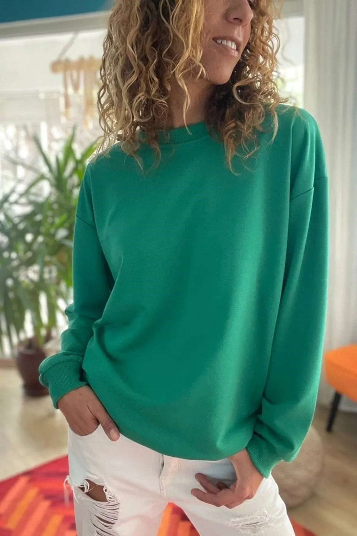 Women's Basic Relaxed Blank Plain Sweatshirt,Cotton Spring Classic Pullover ,Warm, Cozy,Soft, Quality,Raglan Sleeve Round Neck Jumper