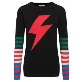 Women's black lightning stripe knit top