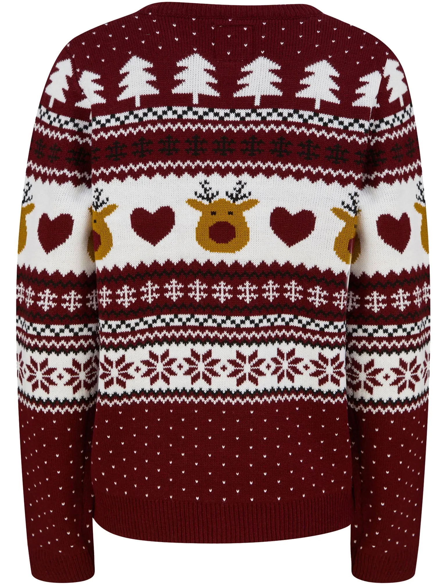 Women’s Deer Paper LED Light Up Novelty Christmas Jumper in Claret - Merry Christmas