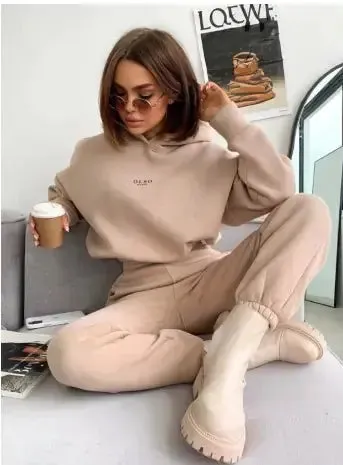 Women's Knitted Fleece Casual Two-Piece Set