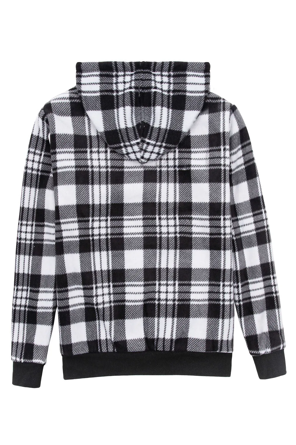 Women's Sherpa Lined Hoodie Jacket Plaid Zip Up Hooded Sweatshirt