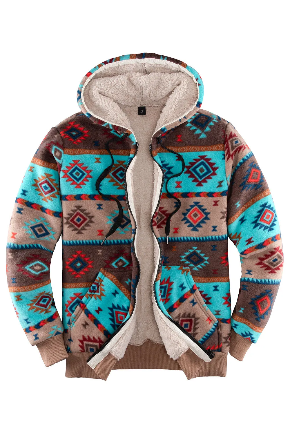 Women's Sherpa Lined Hoodie Jacket Plaid Zip Up Hooded Sweatshirt