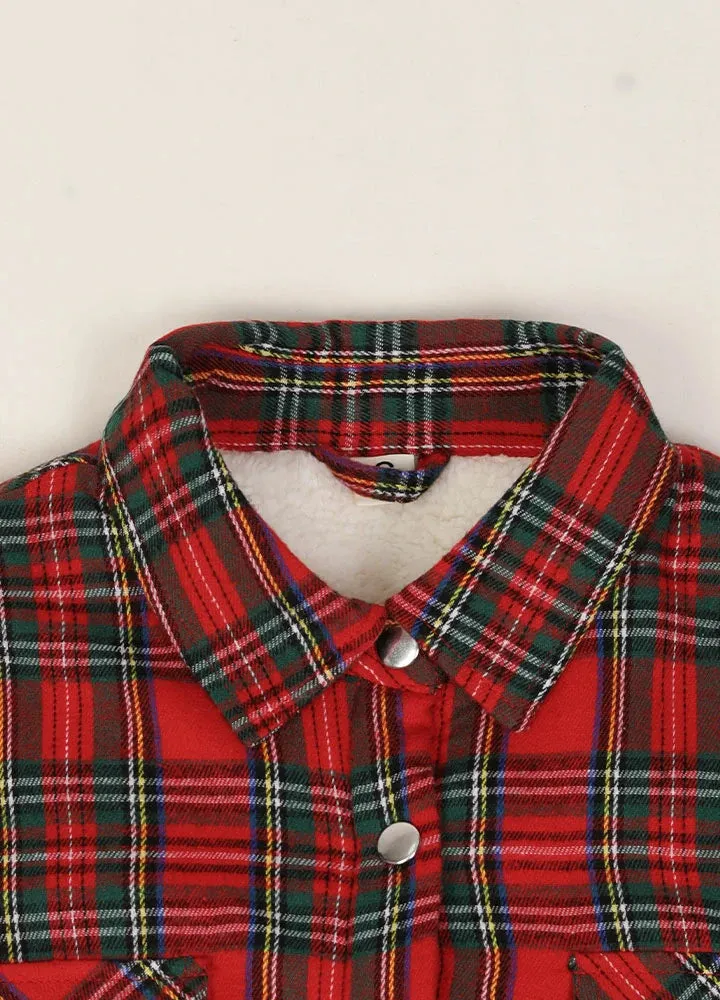 Womens Snap Plaid Flannel Jacket, Sherpa-Lined Shacket