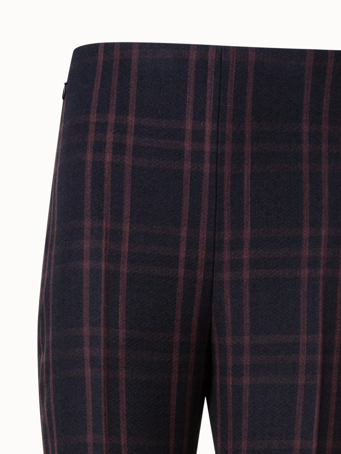 Wool Double-Weave Bootcut Pants with Window Pane Check