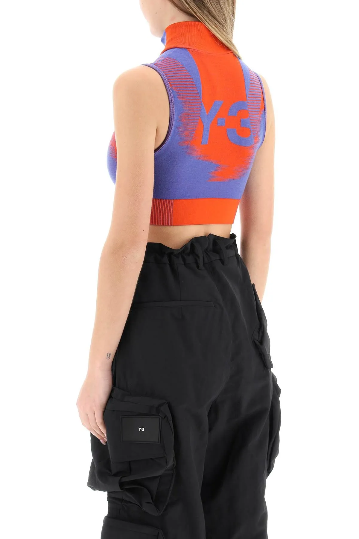 Y-3 two-tone knit crop top