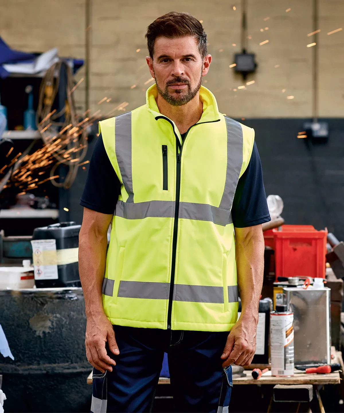 Yellow/Navy - Hi-vis softshell gilet (HV006)