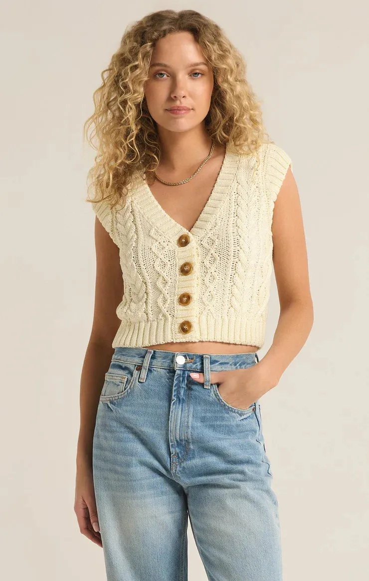 ZSU Set A Drift Button Sweater Vest in Sea Salt