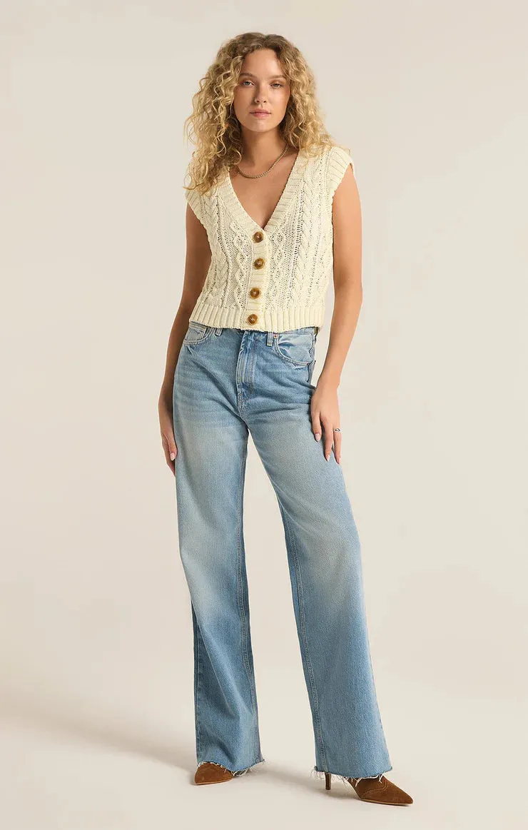 ZSU Set A Drift Button Sweater Vest in Sea Salt